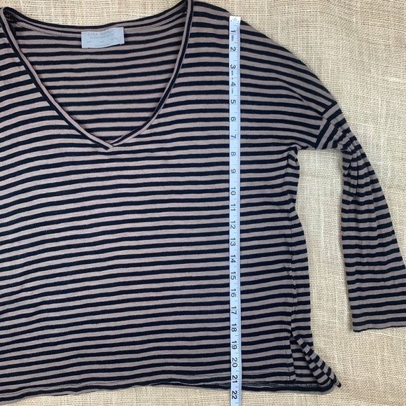 Zara Trafaluc Shirt Black Brown Striped Small - Picture 6 of 8